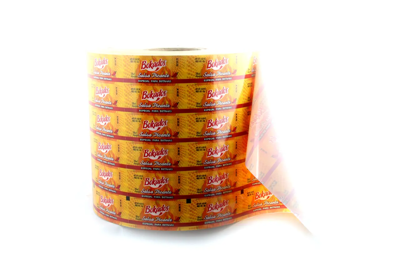 Bobinas y rollos de película flexible impresa listos para máquinas formadoras-llenadoras