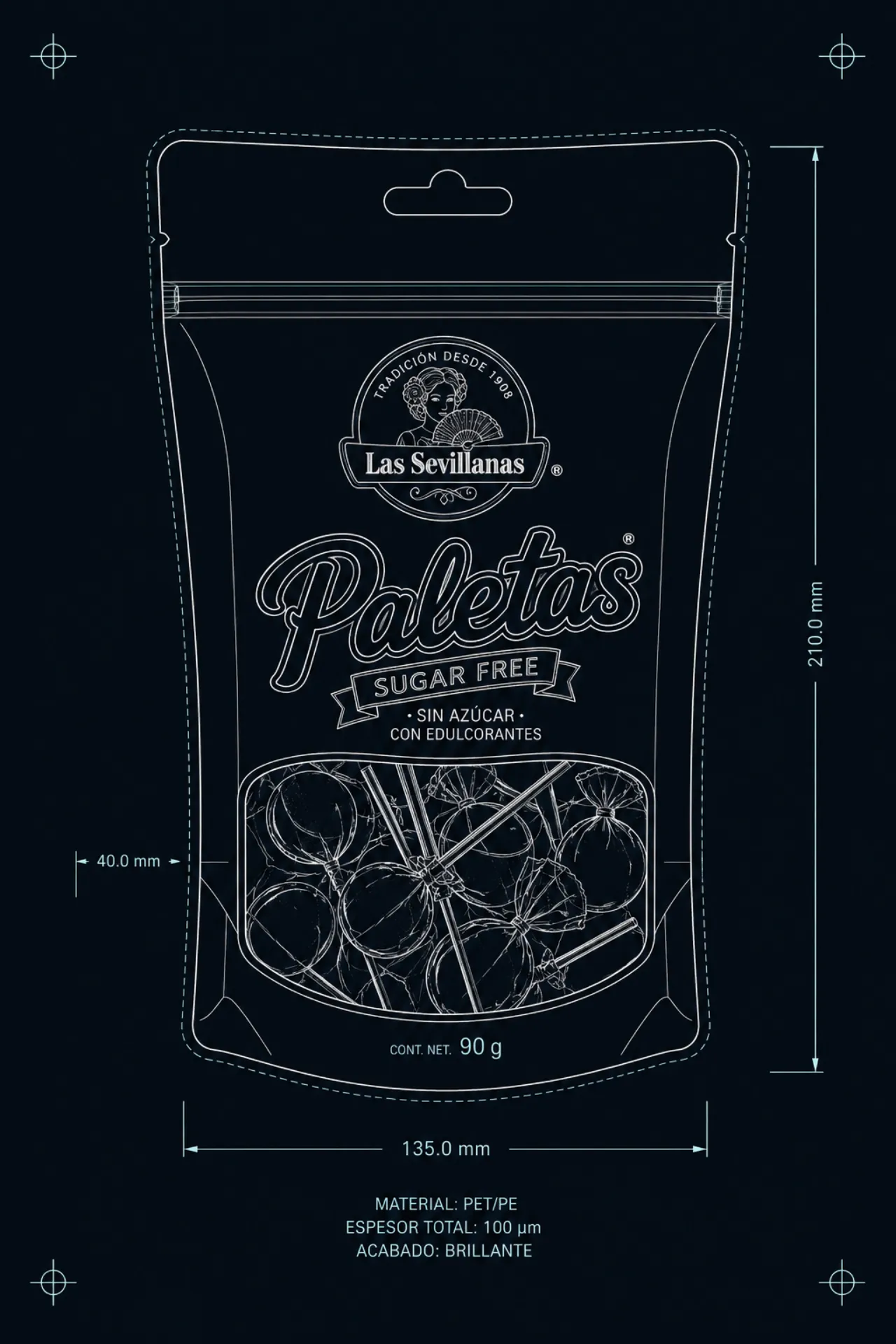 Plano técnico: bolsa troquelada a figura
