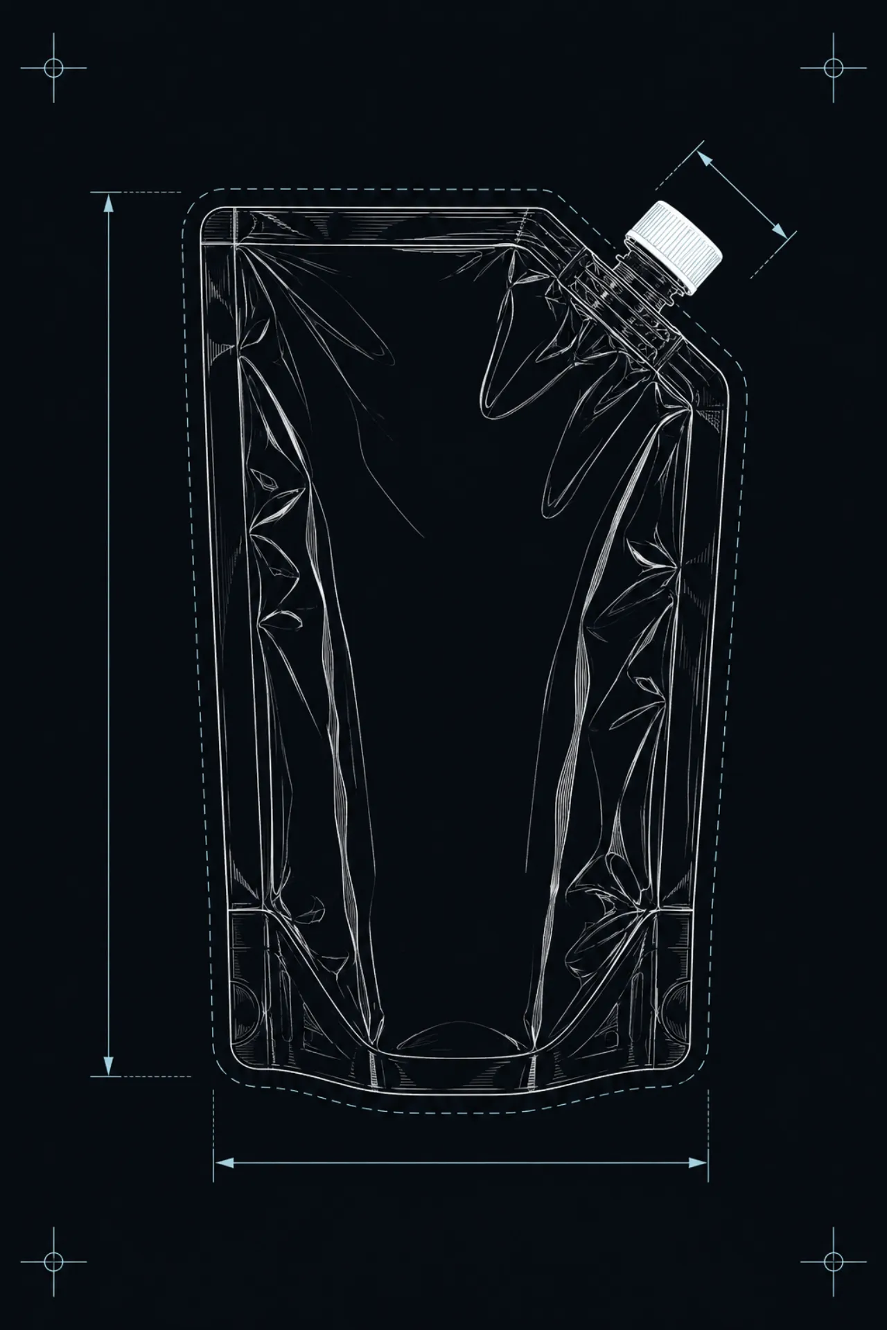 Plano técnico: pouch con boquilla